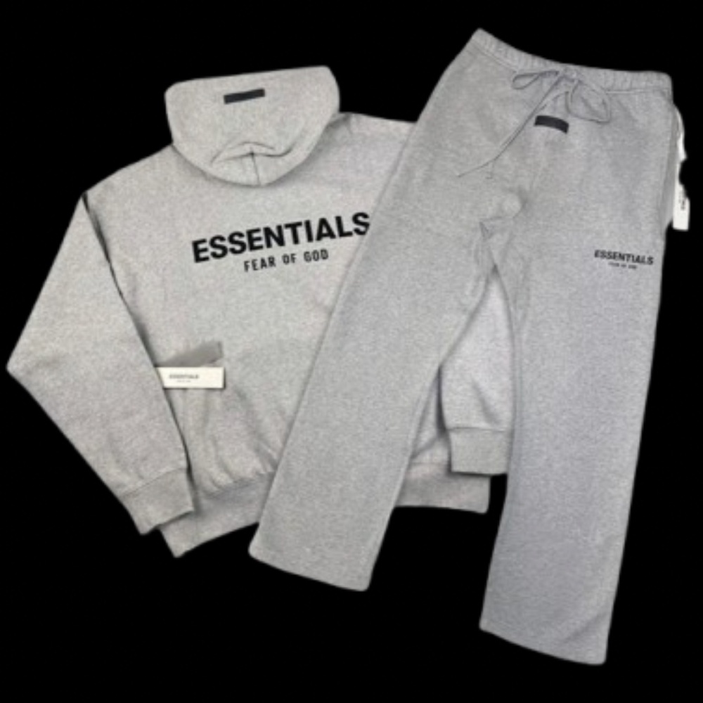 Brand new Essentials X Fear Of God dark oatmeal relaxed jogger set.